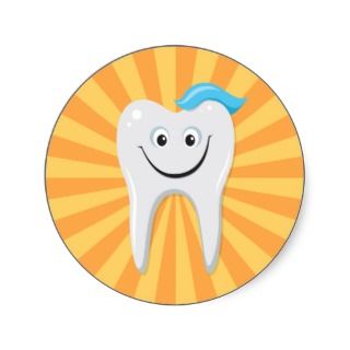 Clean happy cartoon tooth with tooth paste sticker