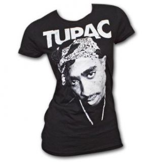 Tupac Faded Print Black Ladies Graphic T Shirt: Clothing