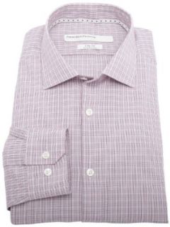 Premium Grid Plaid Slim Fit Dress Shirt, Purple, 17.5 32/33 Clothing