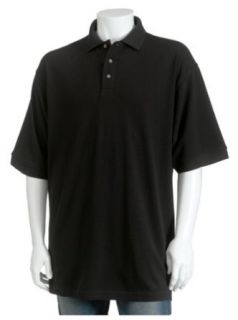 American Cottons Mens Solid Cotton Pique Golf Shirt,Black