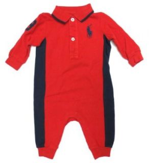 Ralph Lauren Infant Big Pony Long sleeved Coveralls in Red
