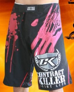 CONTRACT KILLER STAINED MMA BLACK FIGHT SHORTS 30
