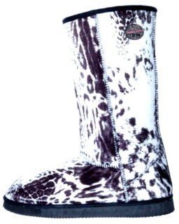 Women Sheepskin Python Snow Leopard Print Short Boot Size 9: Shoes