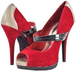 Michelle Verdict 26 Red Faux Suede Women Platform Pumps, 6 M US: Shoes