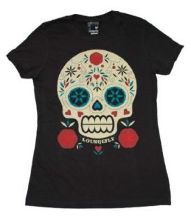 Loungefly Sugar Skull With Flowers Black T Shirt (M