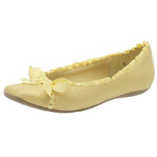 BC Footwear Womens Babycakes Shantung Ballet Flat,Yellow,7 M Shoes