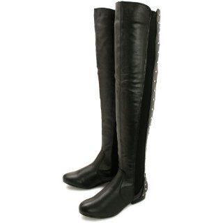  Spy Love Buy Elsie Flat Studded Stretch Thigh High Boots Shoes