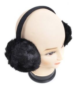 Relaxed Fit Furry Black Ear Warmers Clothing