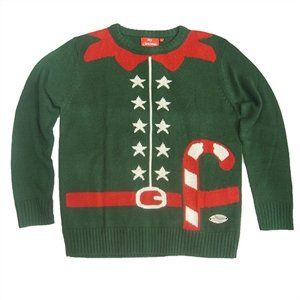 Ugly Christmas Sweater Crazy Elf Outfit Green Clothing