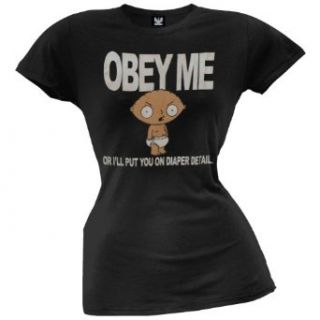 Family Guy   Obey Me Juniors T Shirt: Clothing