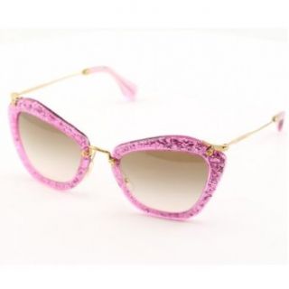 MIU MIU SMU 10N Pink Glitter and Gold Sunglasses With