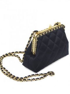 Chanel Handbag   Black Quilted Satin Evening Bag   100%