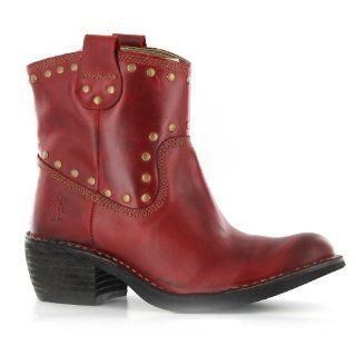 Fly London Fonz Red Leather Womens Boots Size 37 EU Shoes