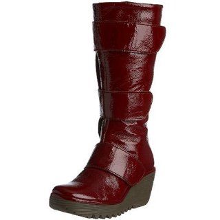 FLY London Womens Yalta Boot,Red Patent,40 EU (US Womens 9 M) Shoes