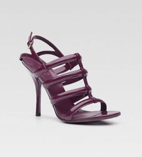 Gucci Graham Patent Leather Sandals (Magenta, 40) Shoes