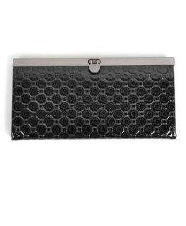 Feather on Tile Pattern Faux Leather Purse, Black