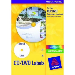 L7760 25   Boîte de 50 étiquettes pour CD / DVD   Avery   L7760 25