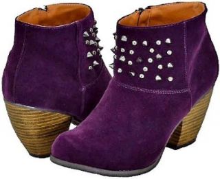 Priority 46 Purple Velvet Women Cowboy Ankle Boots, 10 M US Shoes