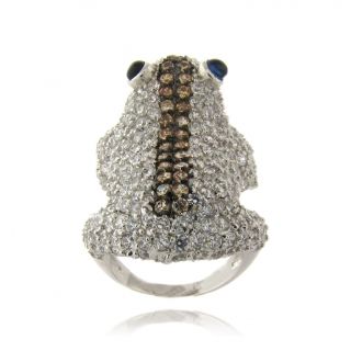 Gem Jolie Silverplated Champagne, White and Blue Cubic Zirconia Frog