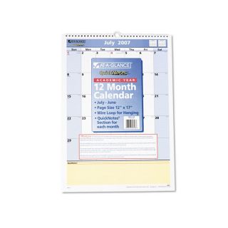 2013 2014 QuickNotes Recycled Monthly Academic Wall Calendar (12 x 17