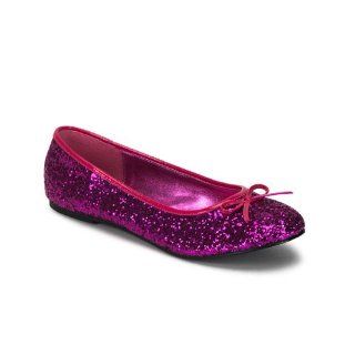 Cute Womens Ballet Flat Shoes Glitter Bow Hot Pink: Shoes