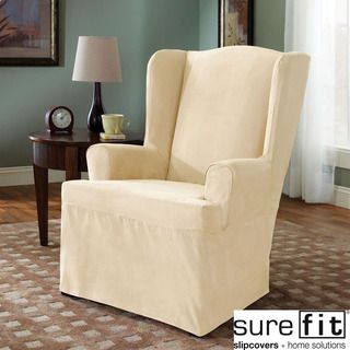 Sure Fit Cream Wing Chair Cover