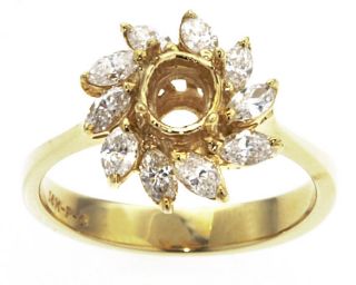 14 kt. Diamond Flower Semi mount Ring (1TCW)