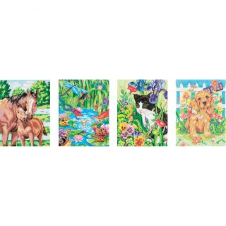Pencil Works Color By Number Kit 9X12 4/Pkg Animal Friends Today $