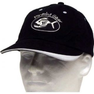 Piranha Gear Baseball Hat   Black and White: Clothing