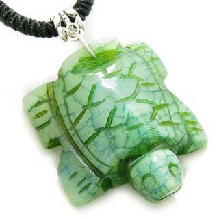Good Luck Talisman Lucky Turtle Bright Green Jade Necklace