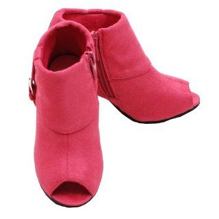 Link Fuchsia Faux Suede Open Toe Heeled Boots Toddler Little Girls 9 4
