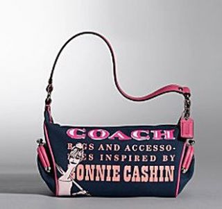 Coach Bonnie Applique Top Handle Pouch Handbag Bag Navy