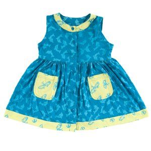Child Sleeveless Frolic Dress Turquoise Dolphins 4T