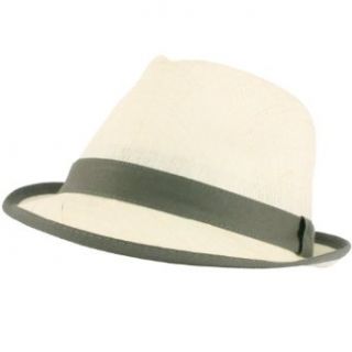 Linen Light Summer Fedora Trilby Hat Ivory Gray M/L