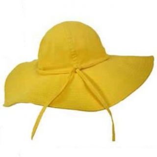 Bright Yellow Wide Brim Cotton Floppy Beach Sun Hat
