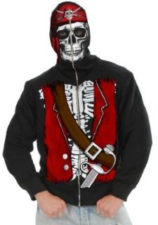 Charades Mens Pirate Skull Hoodie: Clothing