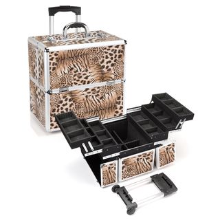 Seya Tiger Leopard Rolling Makeup Case with Detachable Trolley