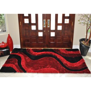 EverRouge 3D Poly Silk Red Area Rug (8x10)