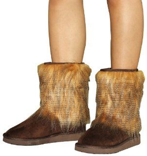  Mukluk Long Hairy Fur Boots Fuzzy Boots Tobacco Size 7 Shoes