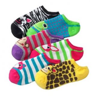 Animal 6 pk. No Show Socks   Girls (M/L Fits Shoe Size 13 5) Clothing