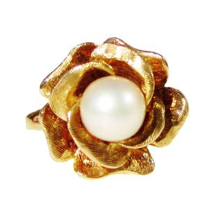 14k Yellow Gold South Sea Pearl Rose Ring