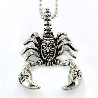 Stainless Steel Antiqued Tribal Scorpion Necklace
