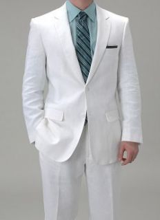 Affazy White Linen Suit: Clothing