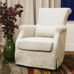 Carradine Beige Linen Slipcover Modern Club Chair