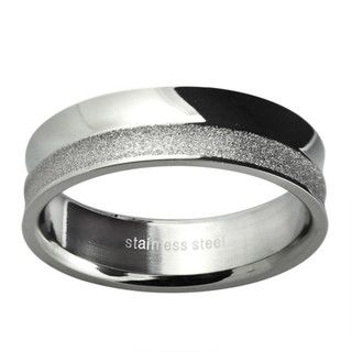 Stainless Steel Womens Polished and Diamond cut Wedding style Band