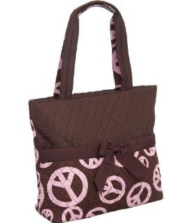 Brown & Pink Peace Signs Diaper Bag Tote Shoes