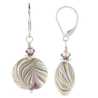 Charming Life Sterling Silver Mint Swirl Ceramic and Crystal Earrings