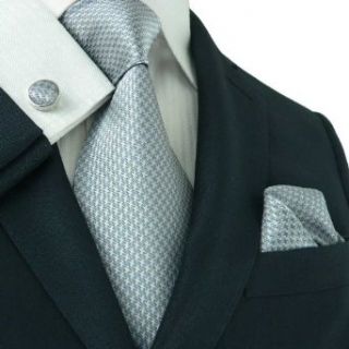 Landisun 343 Dark Gray Solids Mens Silk Tie Set: Tie+Hanky