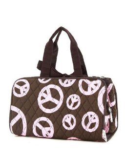 Quilted Peace Sign 3pc Cosmetic Bag   Choice of Colors (BRPK): Shoes