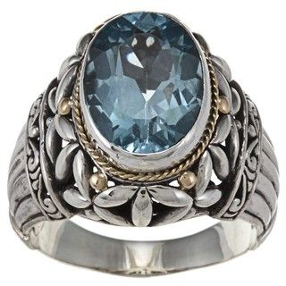 18k Gold and Sterling Silver Blue Topaz Ring